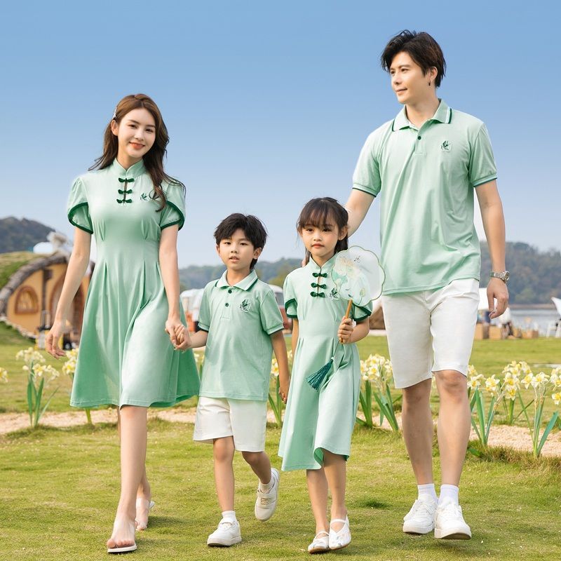 Hanfu Parent-child Clothing Chinese Style Short Sleeve Dress Suit photo 2