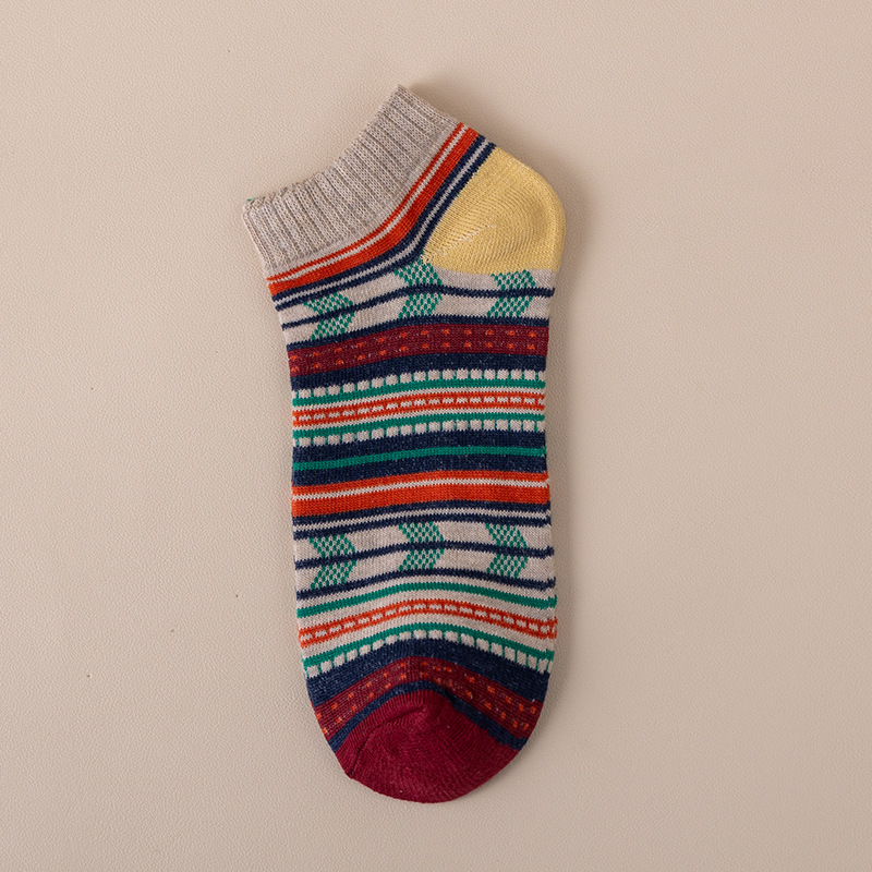Mens Socks Harajuku-style Ankle Socks With Ethnic Patterns photo 3