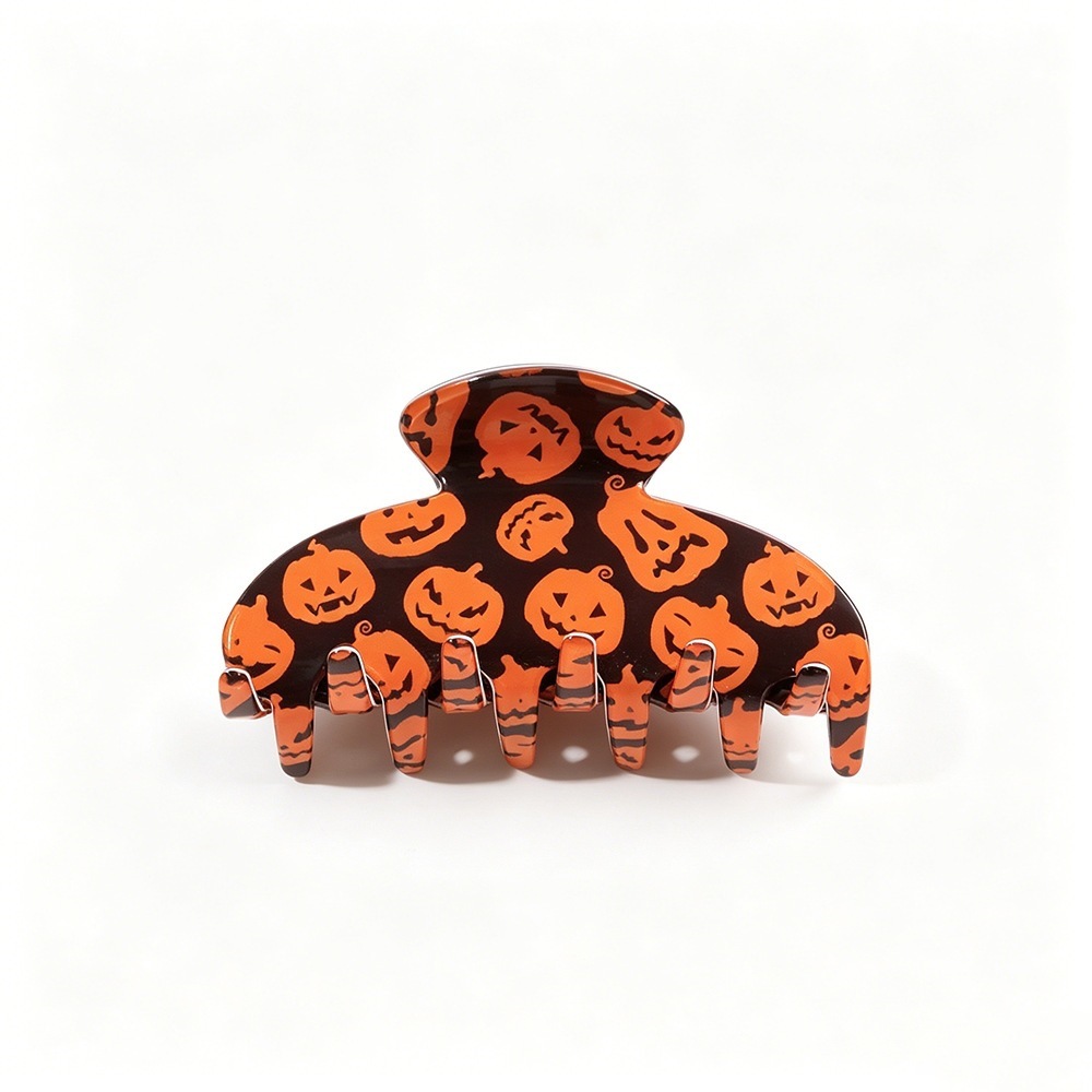 Halloween Shark Claw Clip - Ghost Pumpkin Black Cat Print Hair Accessory for Women Girls Party Cosplay photo 4