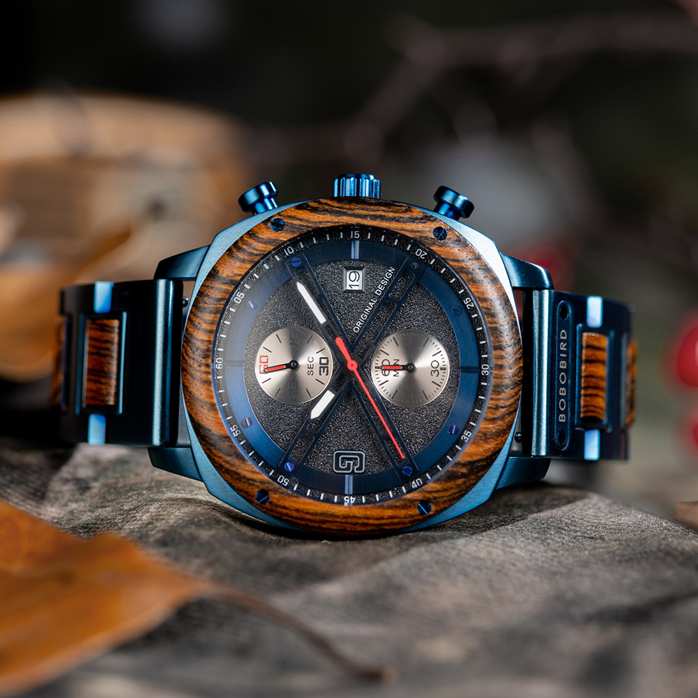 Natural Wood Men's Watch - Minimalist Retro Quartz Wristwatch with Leather Strap photo 5