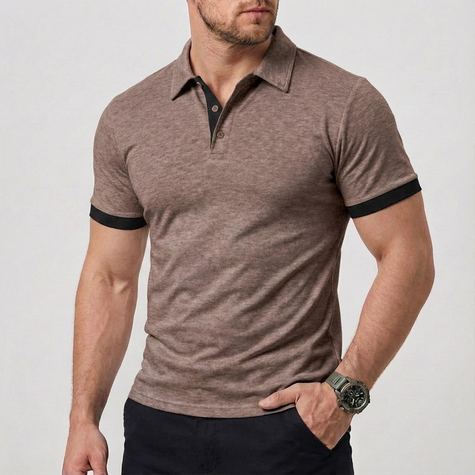 Mens Short-sleeve Polo Shirt With A Turn-down Collar photo 1