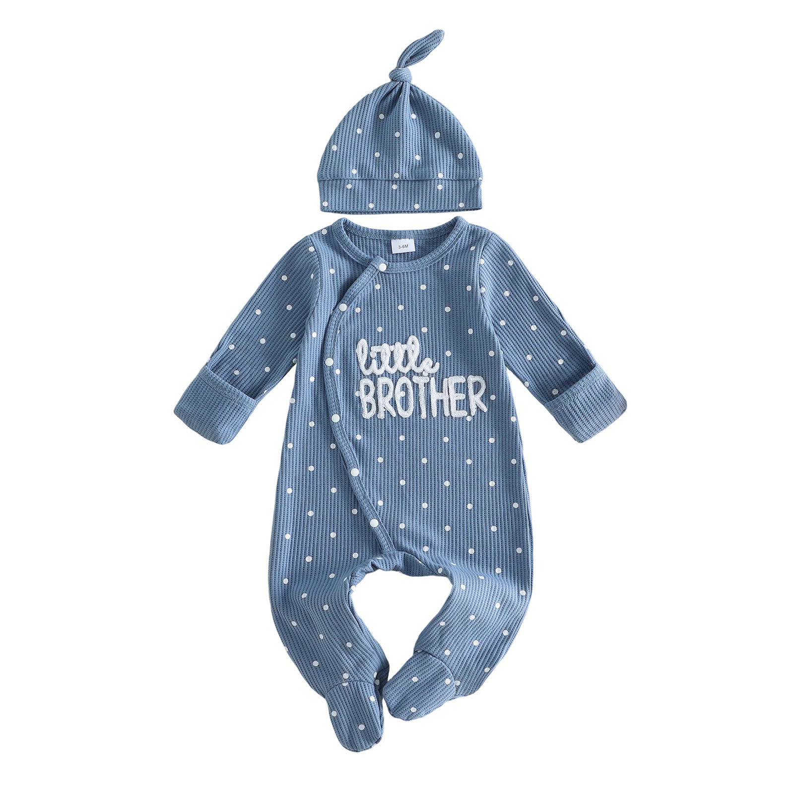 Single-breasted Footed Romper With Hat Two Pieces photo 3