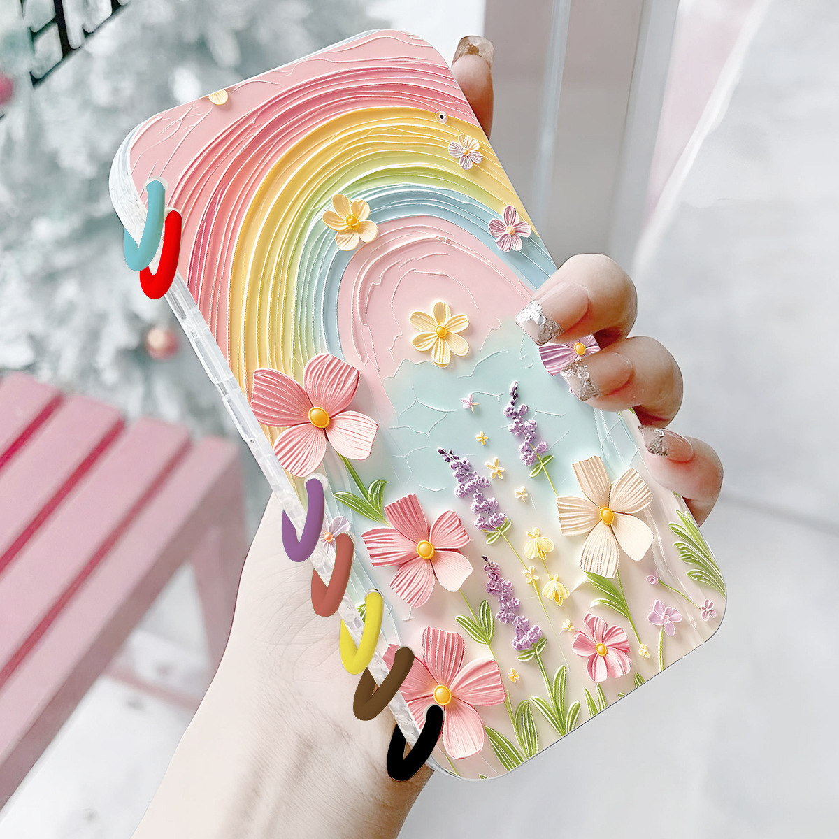 Rainbow Floral Notebook Flip Case For Mobile Phones photo 2