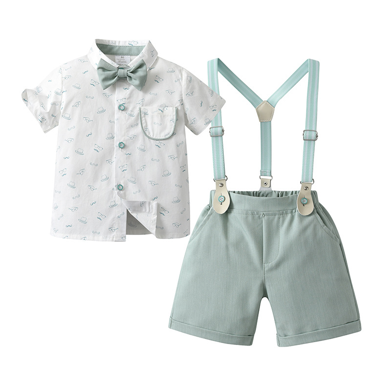 Childrens Summer Three-Piece Short-Sleeve Suspender Set photo 6