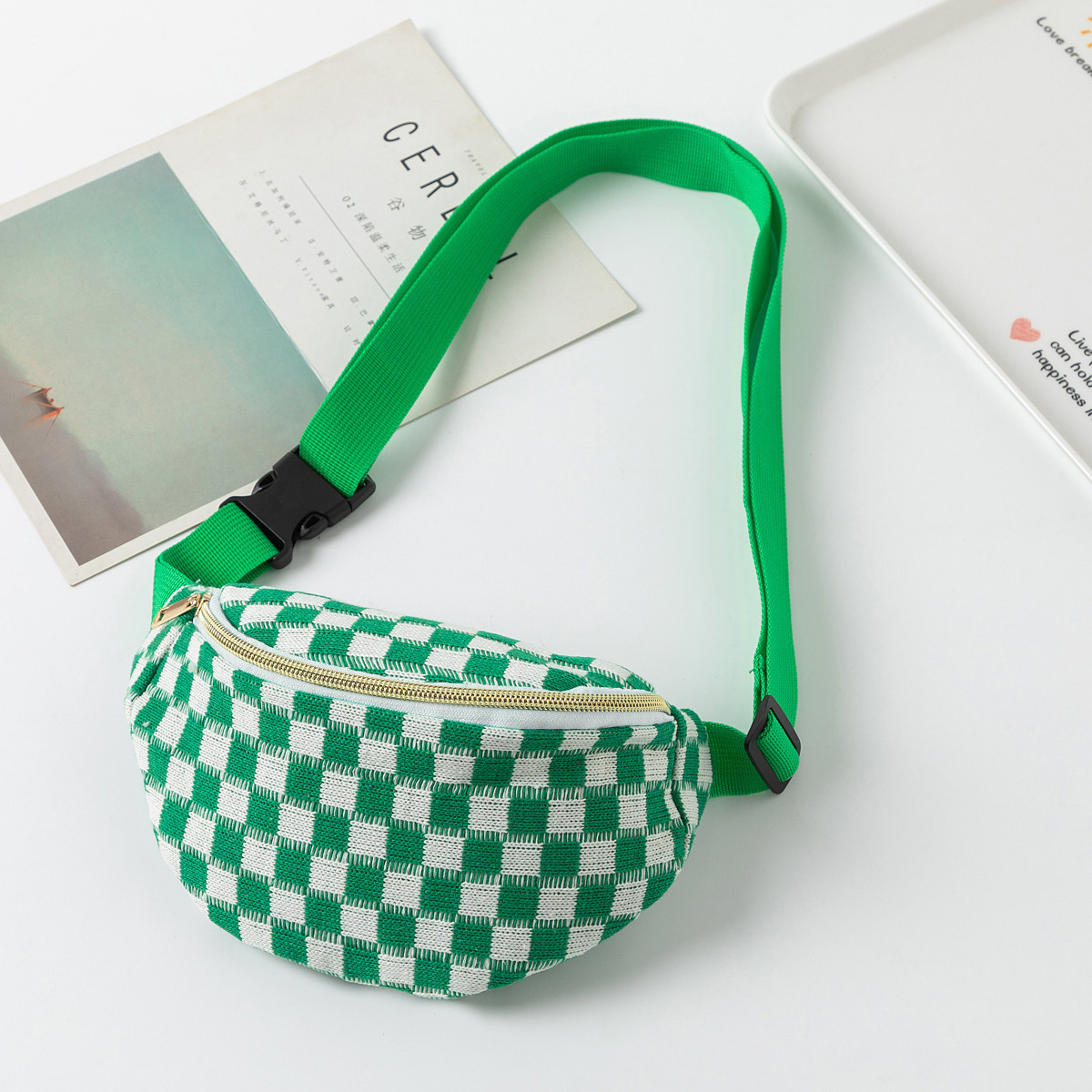 Cross-border Fashion Unisex Plaid Waist Bag photo 7