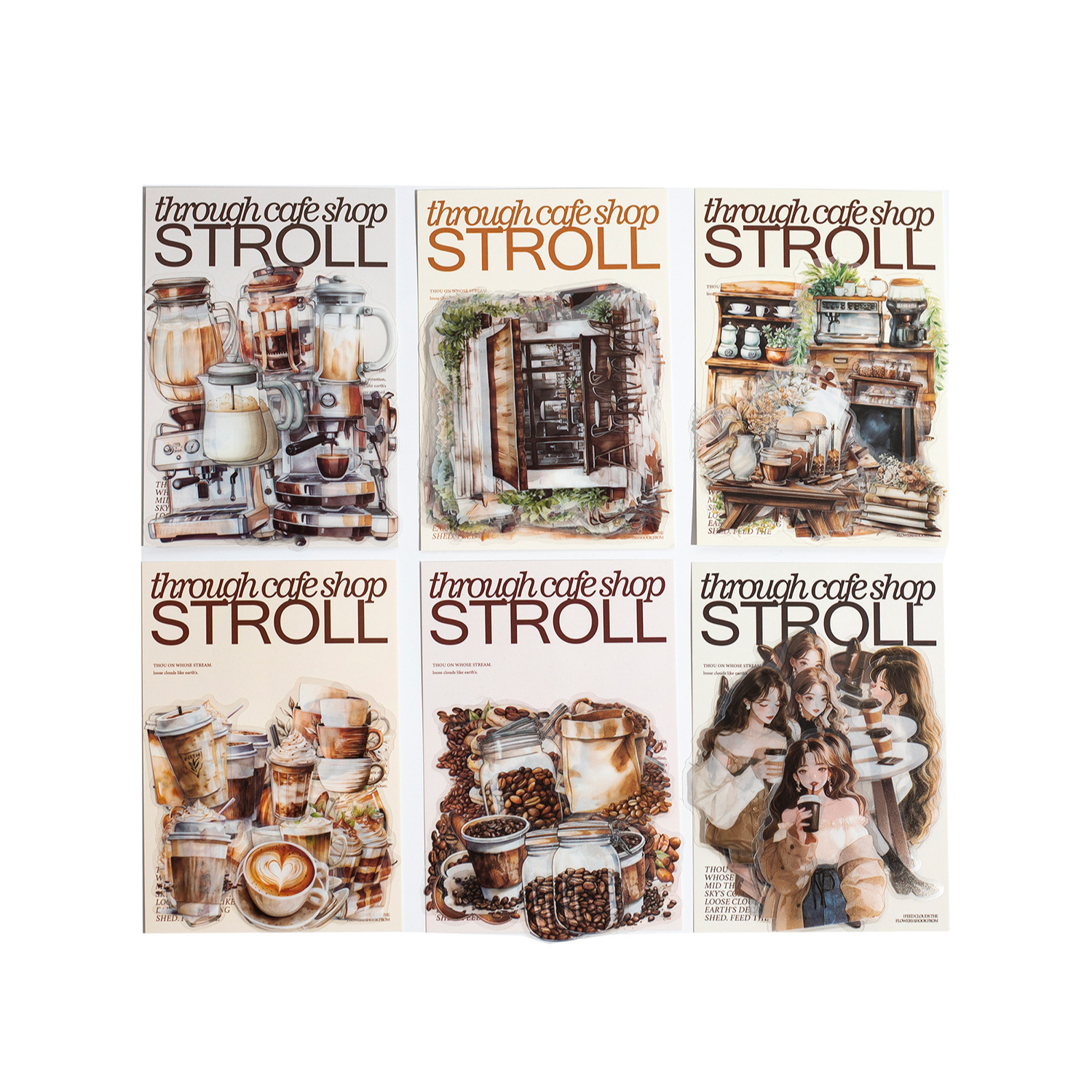 Walking Coffee House Series Coffee Theme Hand Account DIY Material Decorative Sticker photo 4