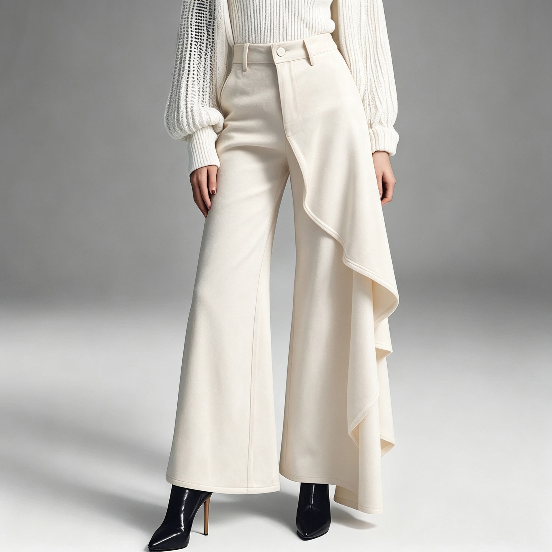 New Autumnwinter Womens Long Pants With A Structured Draped Design And Patchwork Details photo 3
