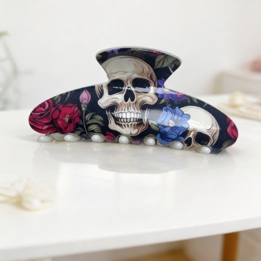 Colorful Skull And Flower Hair Clip Accessory photo 5