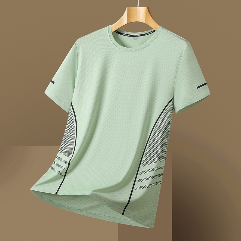Ice-silk Quick-drying Mesh Breathable Printed Crew-neck Loose-fit T-shirt photo 6