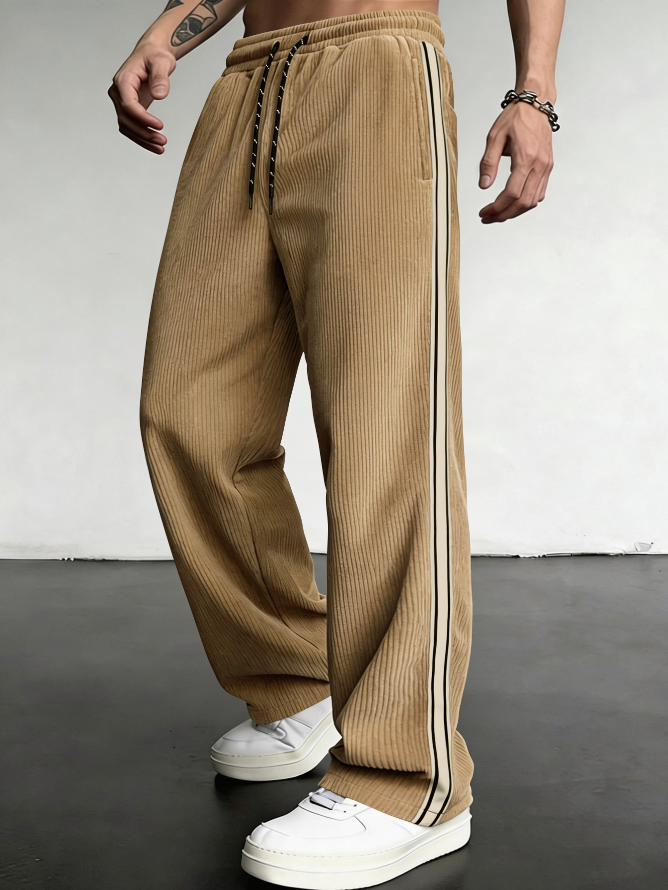 Breathable Drawstring-waist Relaxed-fit Outdoor Casual Straight-leg Trousers photo 4