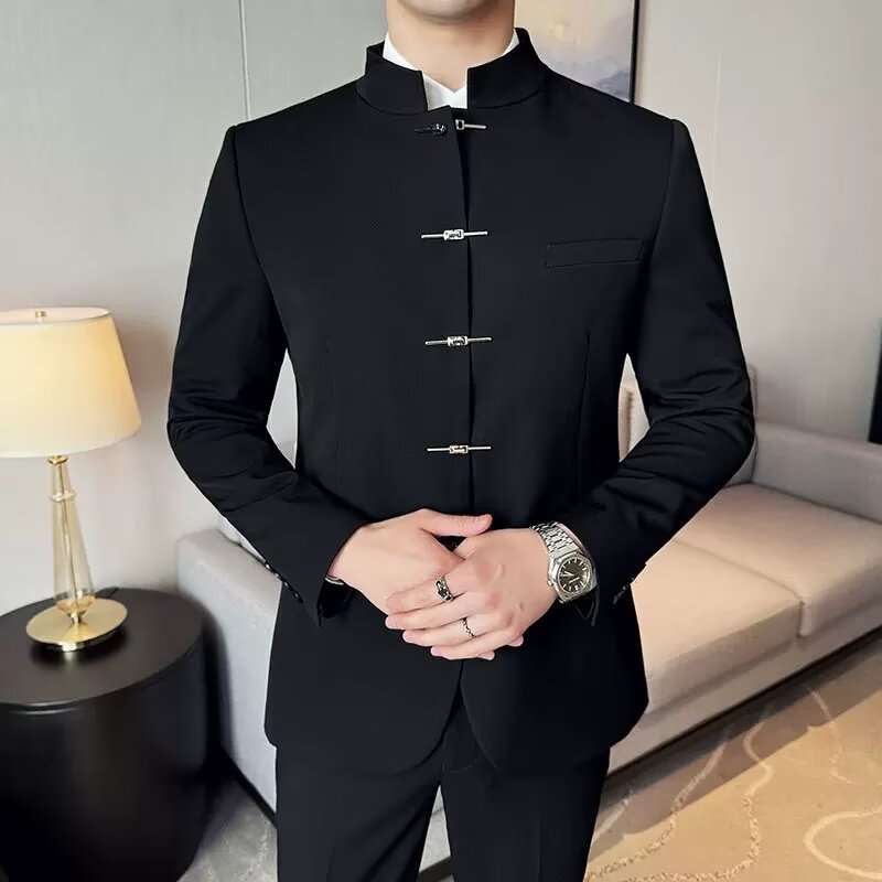 New Chinese-style Mandarin-collar Suit For Men With Metal Buttons photo 6