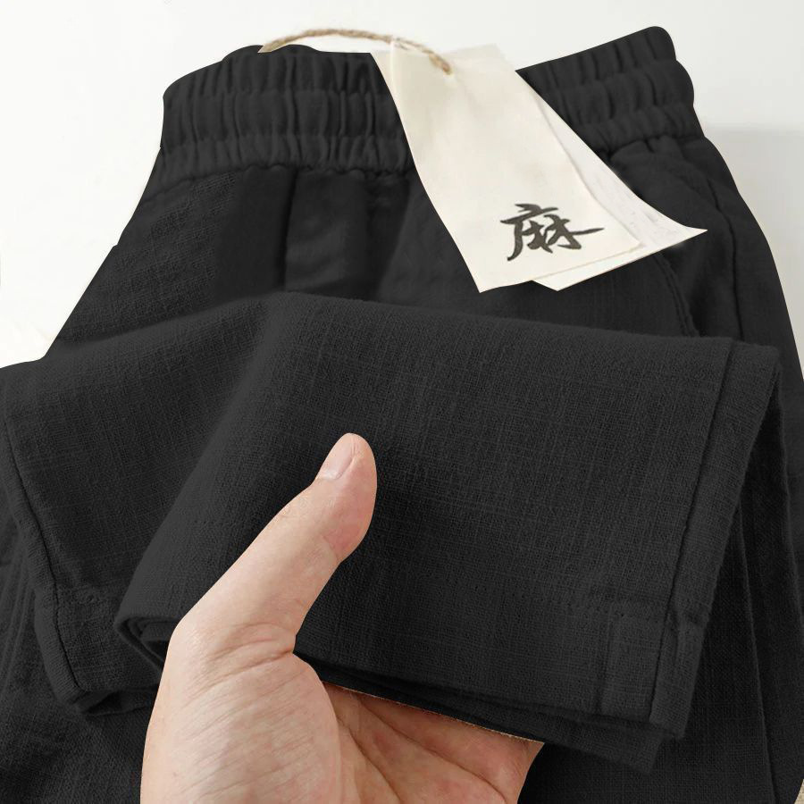 Cropped Ice-silk Breathable Elastic-waist Pants With Pockets photo 2