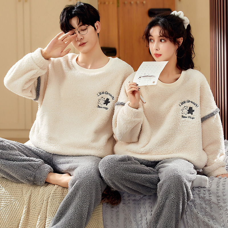 Coral Fleece Couple Household Velvet Pajamas photo 6