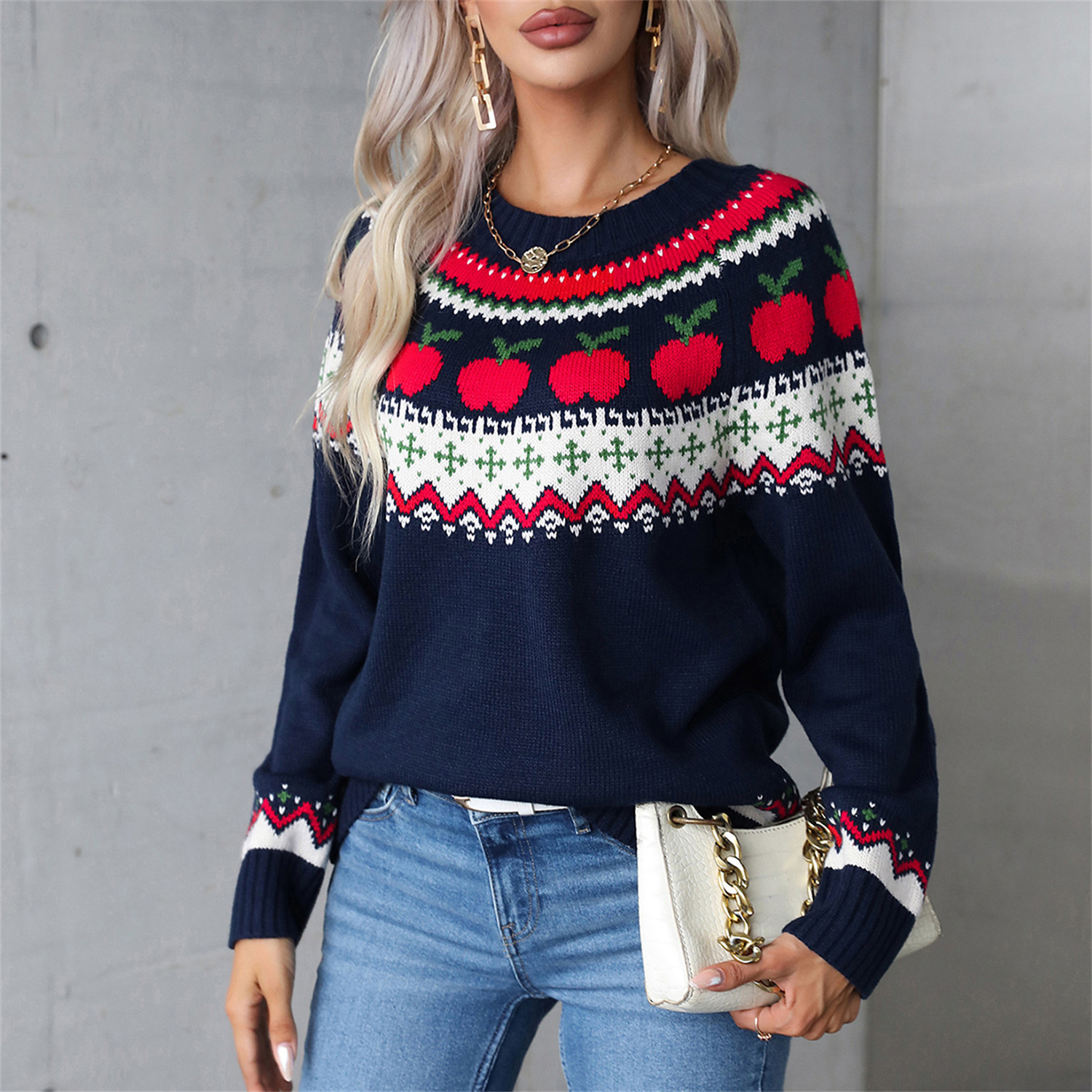 Women's Fashionable Printed Pullover Sweater photo 1