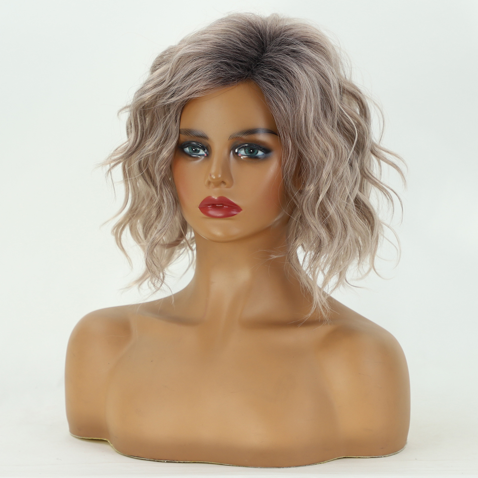Womens Dyed Mid-length Curly Hair photo 6