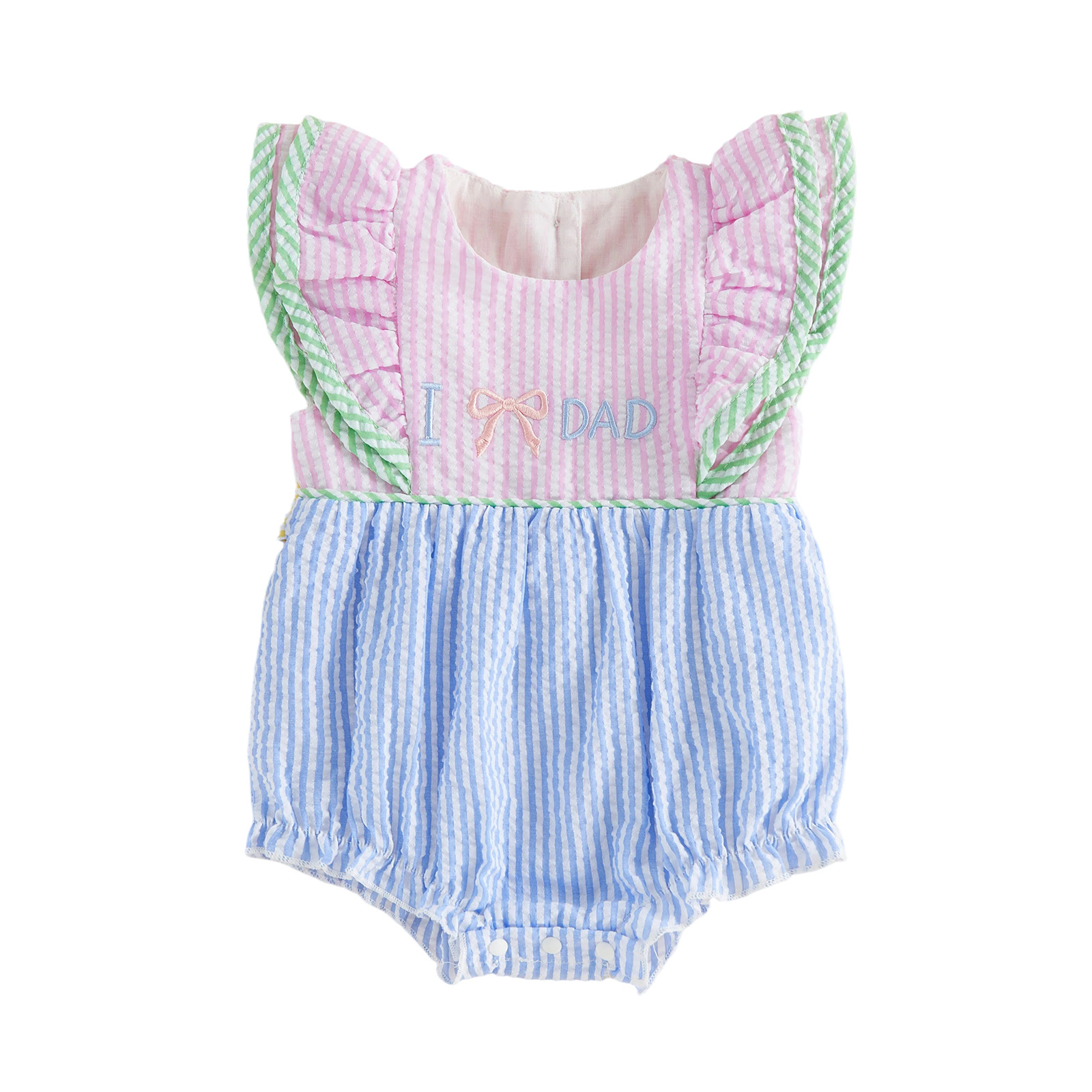 Bow-Embroidered Flared-Sleeve Romper And Bottoming Dress photo 2