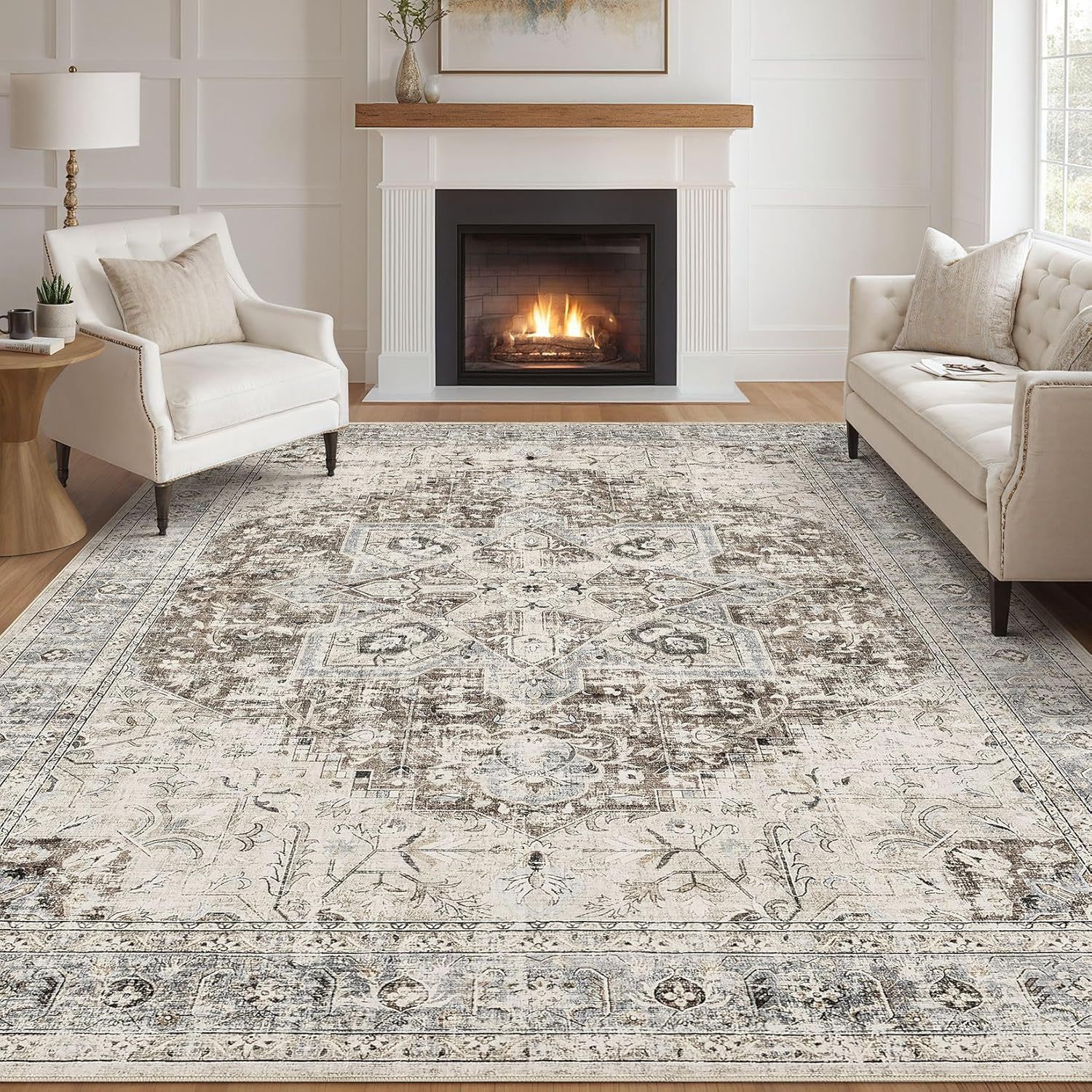 Persian-style Faux Cashmere Washable Floor Mat photo 6