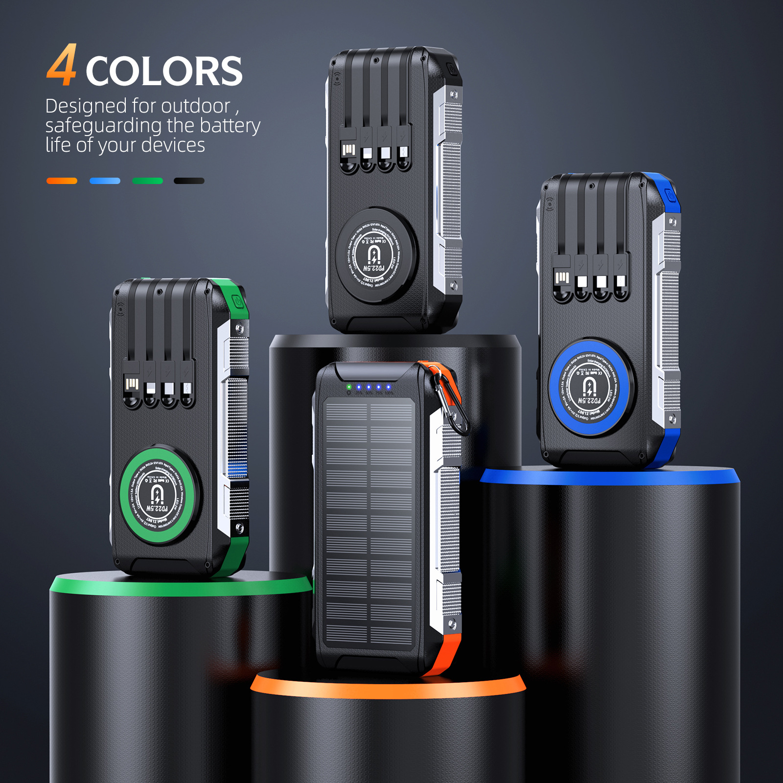 Magnetic Wireless Charging Solar-Powered Power Bank Outdoor Rugged Fast-Charging Portable Charger photo 1