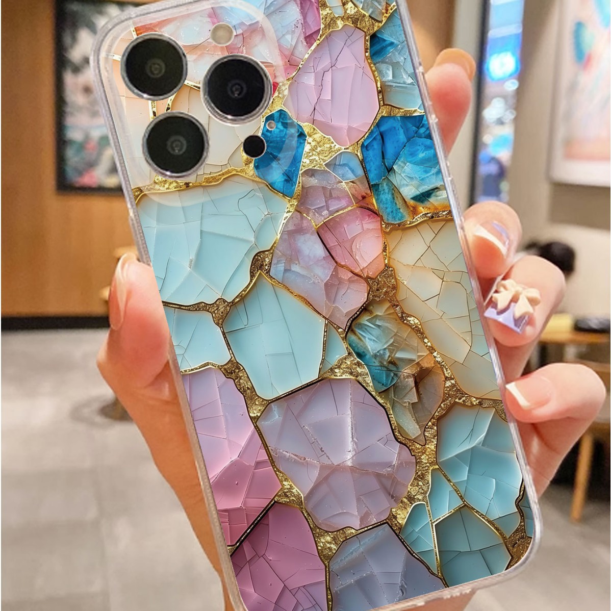 Five-color Marble Drop-resistant Transparent Phone Case photo 1