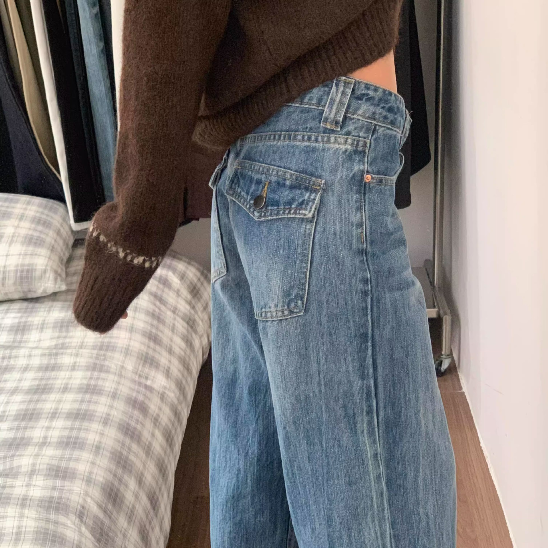 Women's Retro Striped Straight-leg Jeans photo 2