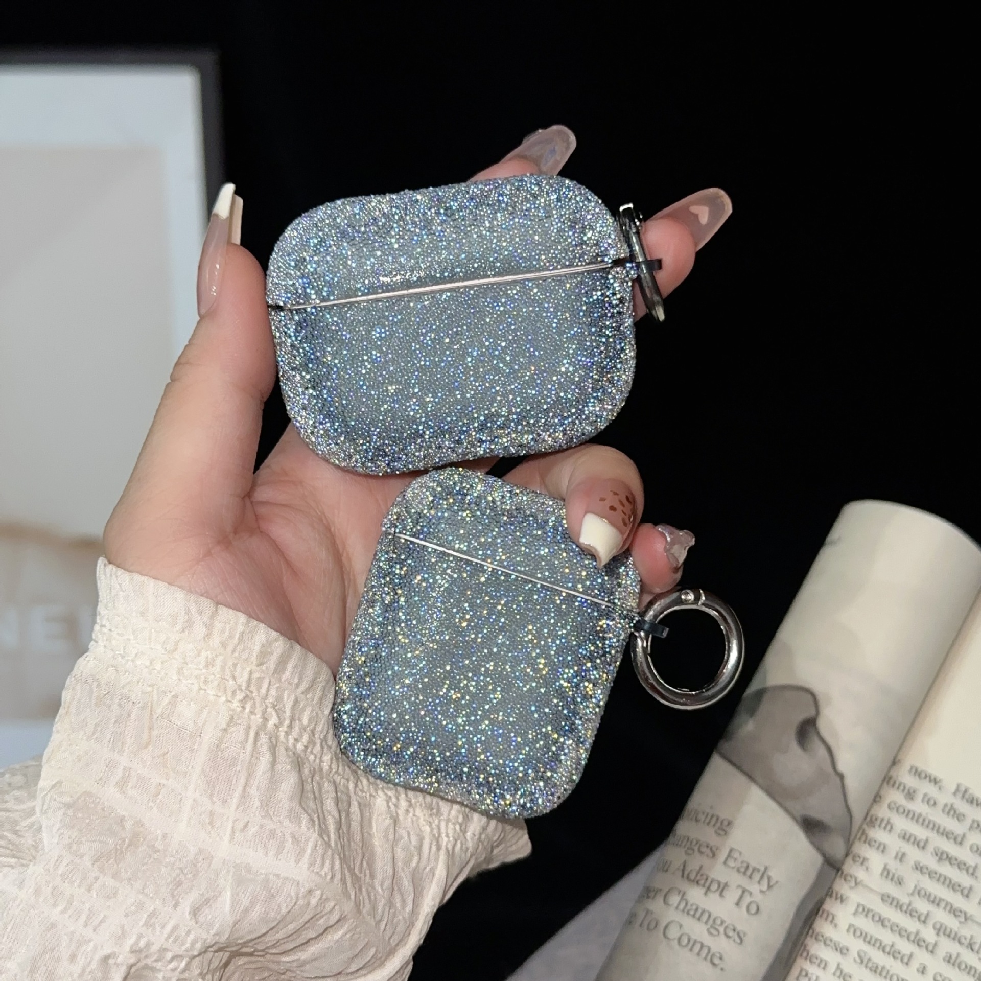 Fine Rhinestone Crystal Particle Bluetooth Headset Protective Cover Earphone Case photo 2