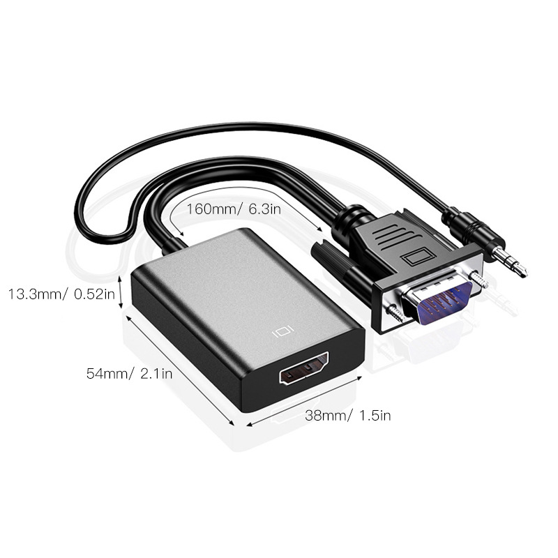 VGA To HDMI Adapter Cable With Audio Power Supply 1080p Plug And Play photo 5