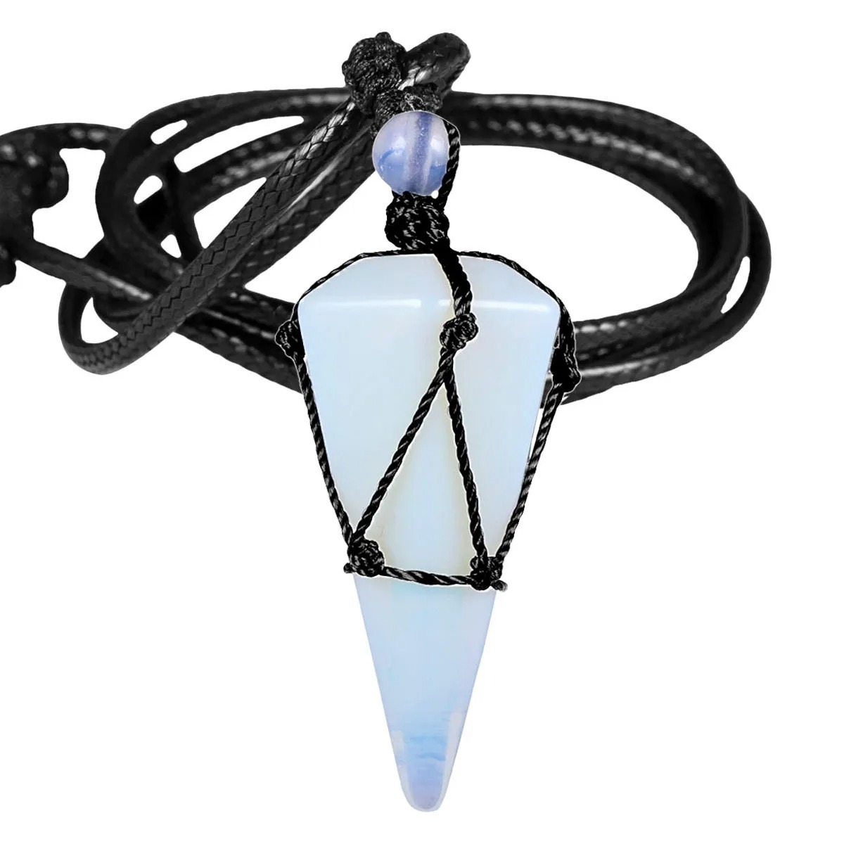 Natural Stone Three-Dimensional Hexagonal Pendulum Necklace photo 2