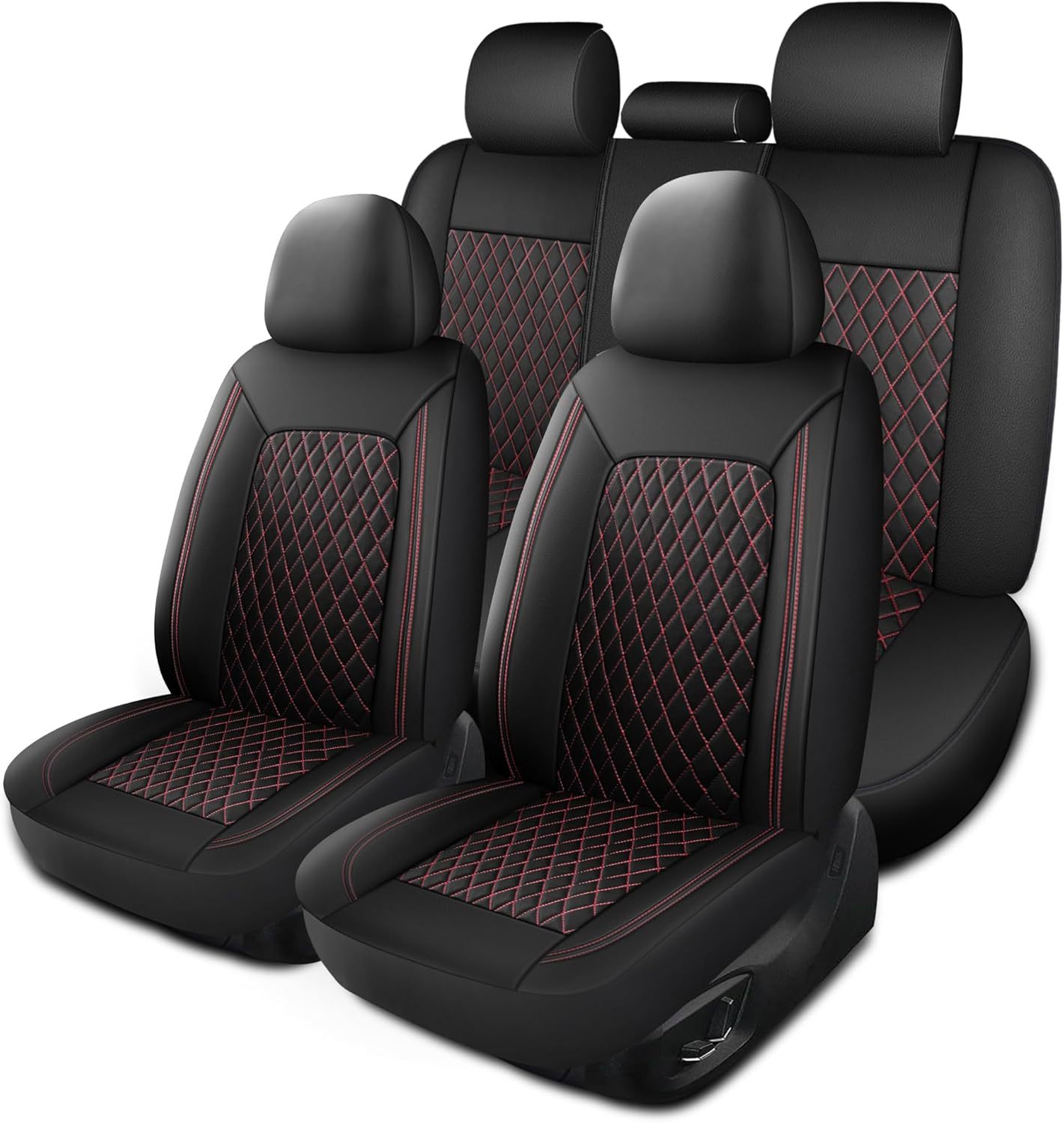 Single-line Diamond-pattern PU Leather Car Seat Cover photo 7