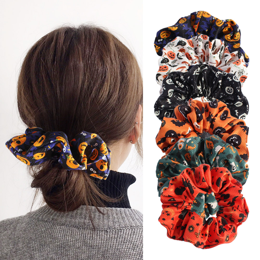 Skull-pattern Fabric Hair Tie Festive Womens Hair Accessory Versatile And Easy To Match photo 2