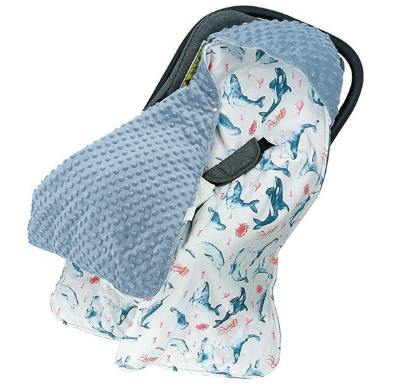 Hooded Swaddle Blanket Multi-Functional Baby Bassinet Cover Double-Sided Newborn Flannel Swaddle Wrap photo 2