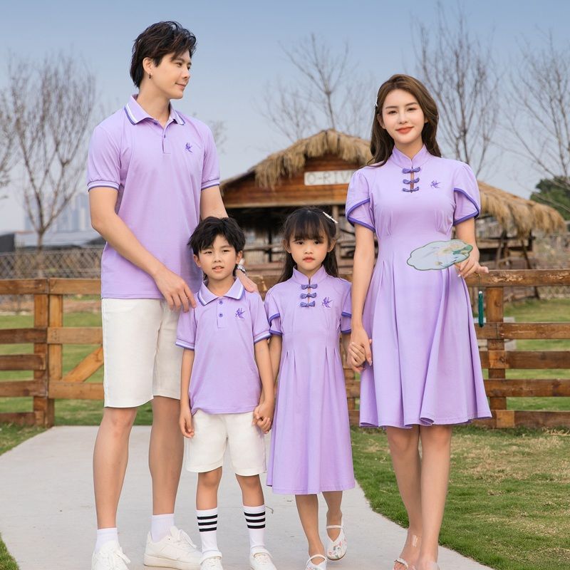 Hanfu Parent-child Clothing Chinese Style Short Sleeve Dress Suit photo 3
