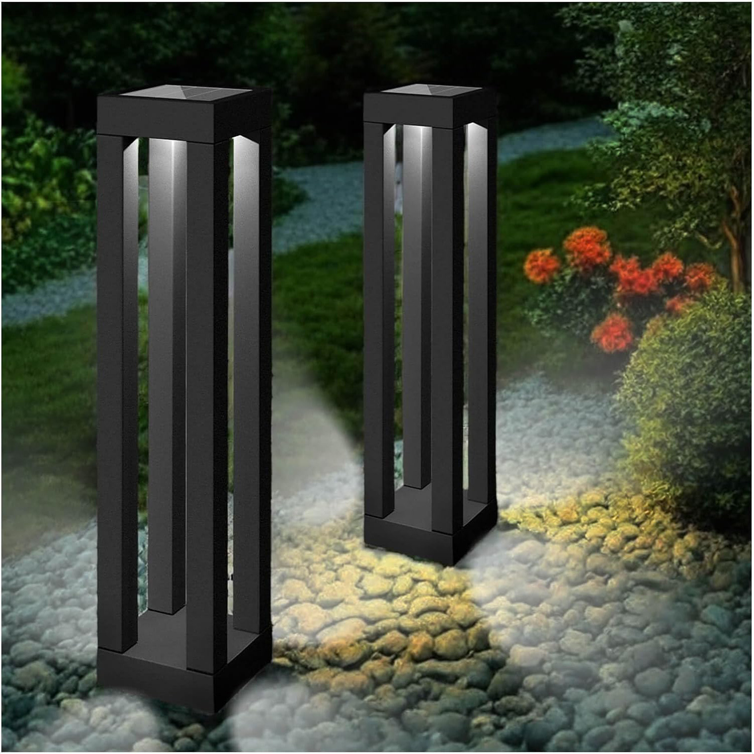 Outdoor Waterproof Square Solar-Powered Lawn Post Light photo 1