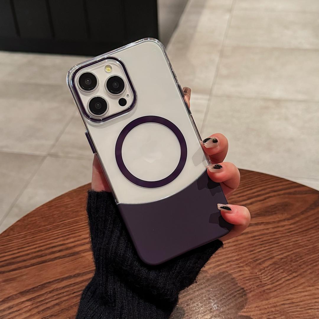 Phone Case Magnetic Up And Down Plug AF Transparent Stitching Two-color Protective Sleeve photo 6