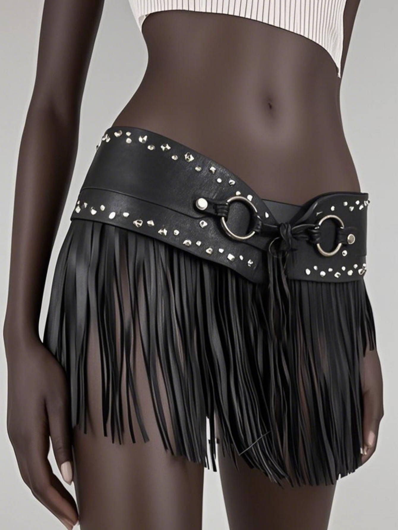 Rivet Punk Wide Belt Fashionable And Versatile Vintage Style photo 7