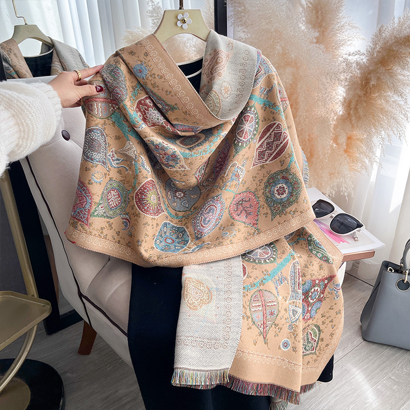 Retro Totem Tree Double-Sided Scarf Shawl For Women photo 3