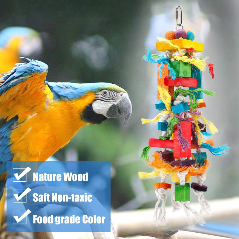 Wooden Color Nibbling Toy Medium And Large Parrot Bird photo 8