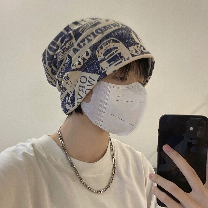 Vintage Newspaper Print Headscarf Face Framing Pleated Wrap For Women Retro Style Hair Accessory photo 3