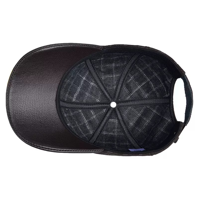 Mens Leather Hat, New Autumnwinter Arrival Sheepskin Baseball Cap For Middle-aged And Elderly Men photo 5