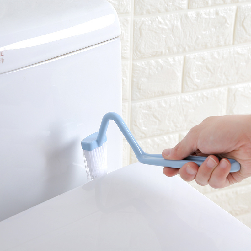 Curved Toilet Brush Gap Cleaning Tool Bathroom Accessory Long Handle Wall Mounted Toilet Soft Bristle Brush Plastic Durable photo 3