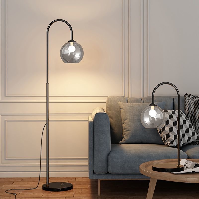 Ribbed Glass Lampshade Modern Floor Lamp For Bedroom And Study photo 1