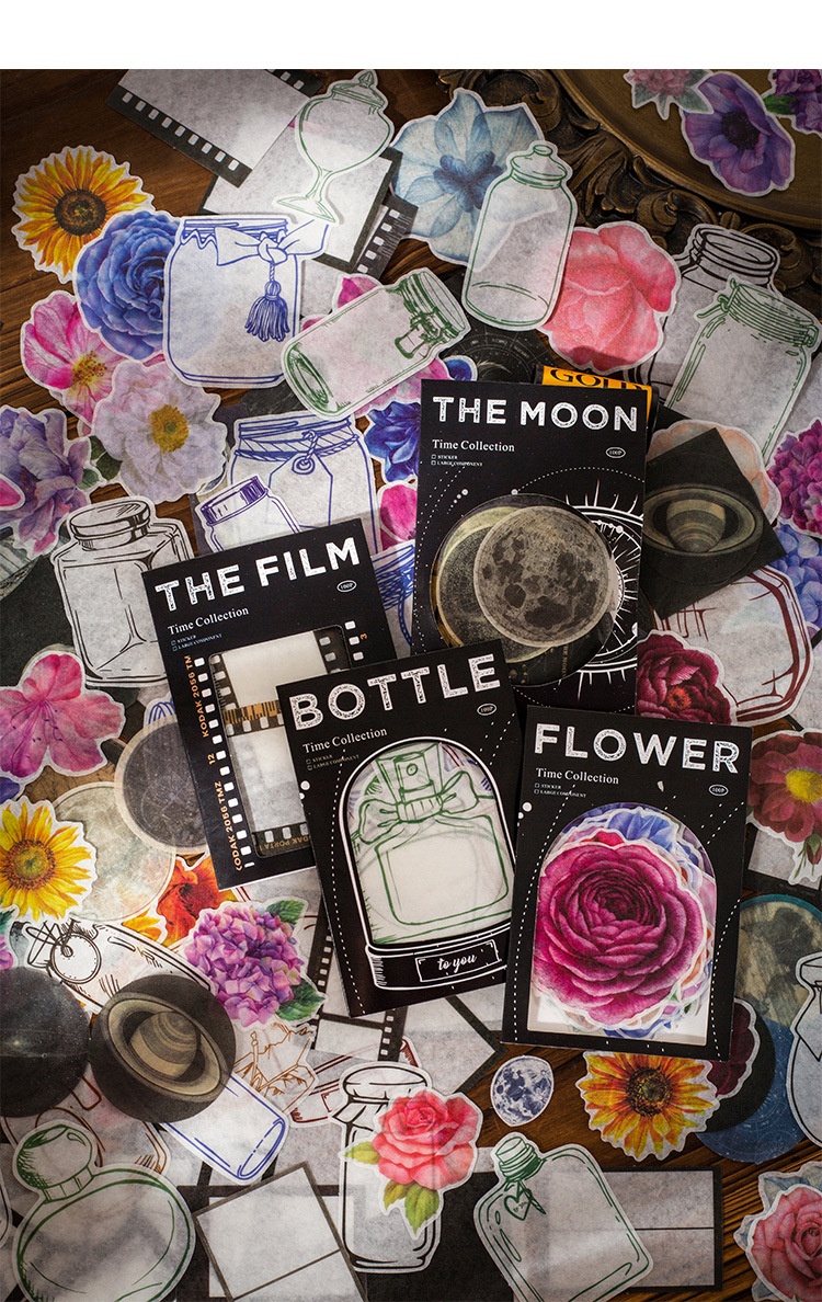Beautiful Day Time Series Bottle Film Moon Flower Theme Washi Sticker Pack photo 2