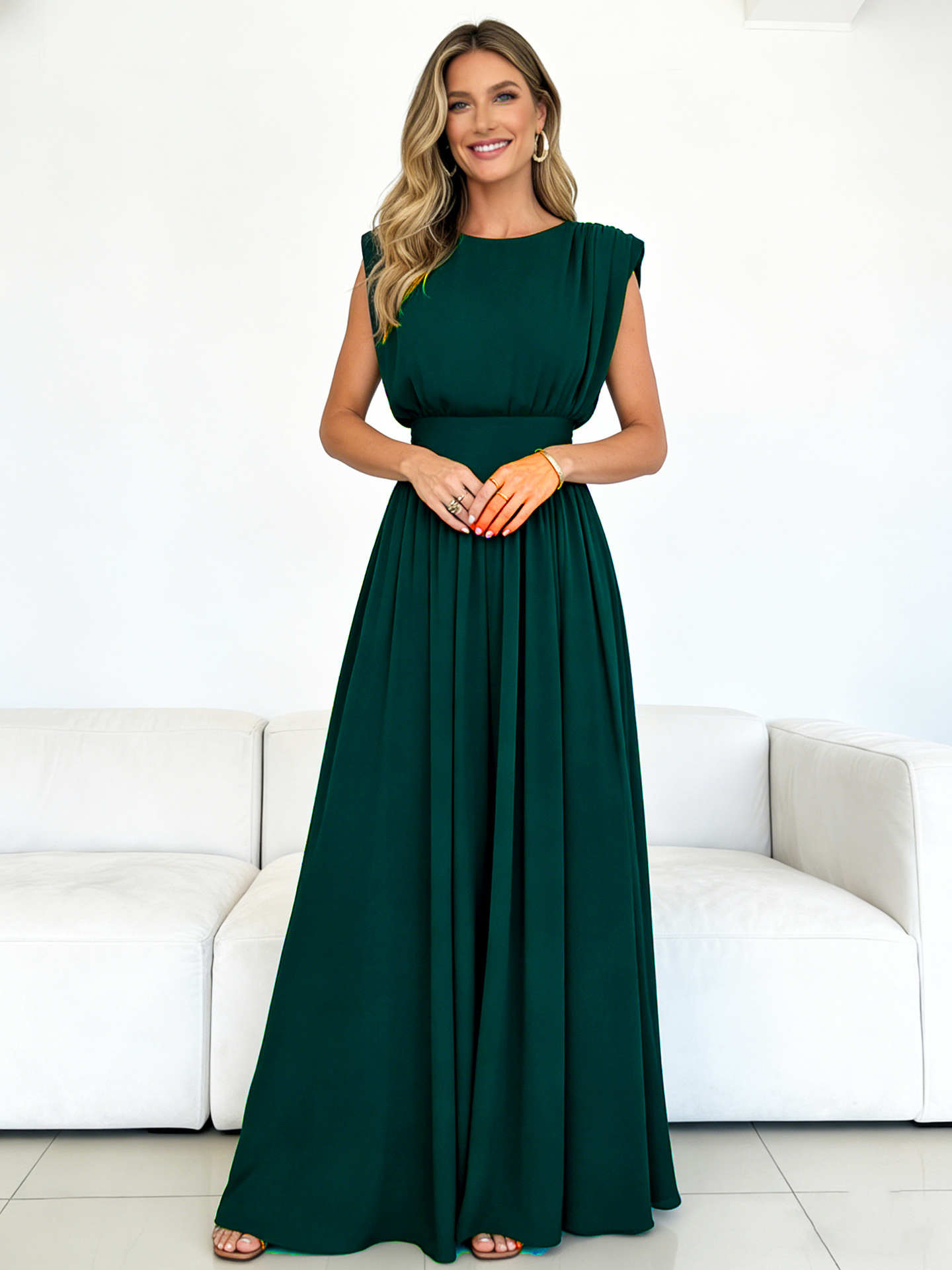 Fashionable Womens Sleeveless Waist-cinching Dress photo 5