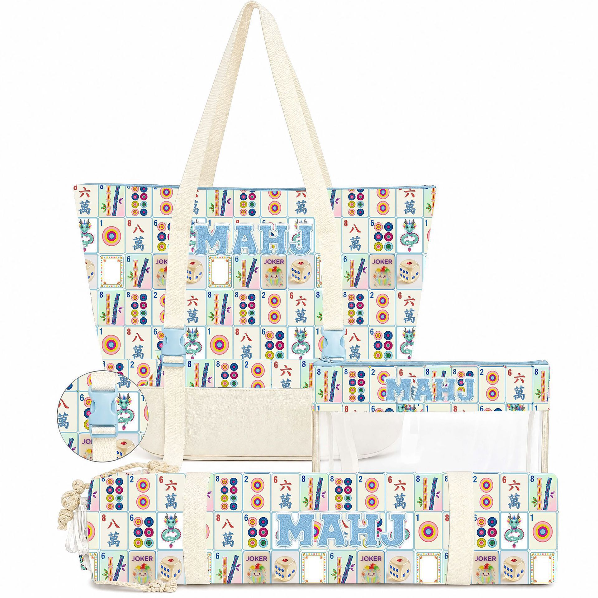 Best-Selling Macaron-Printed Mahjong Card Three-Piece Set photo 2
