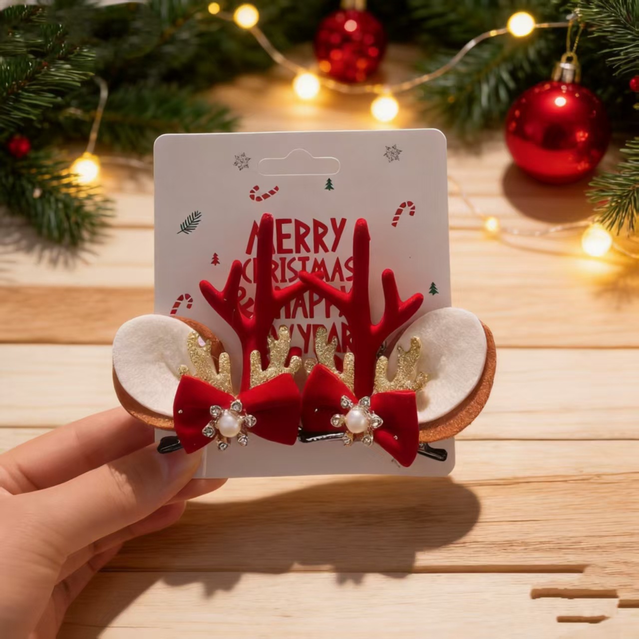 Unisex Christmas Reindeer Hair Clips For Festive Holiday Styling photo 2