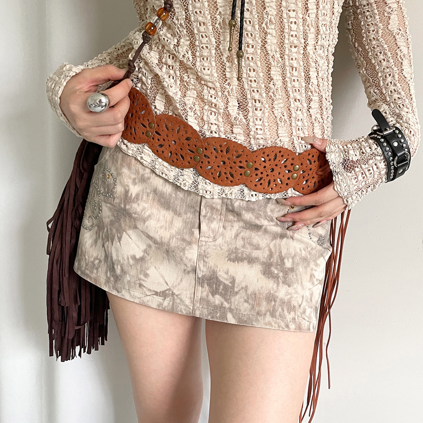 Retro Brown Denim Belt Accessory photo 1