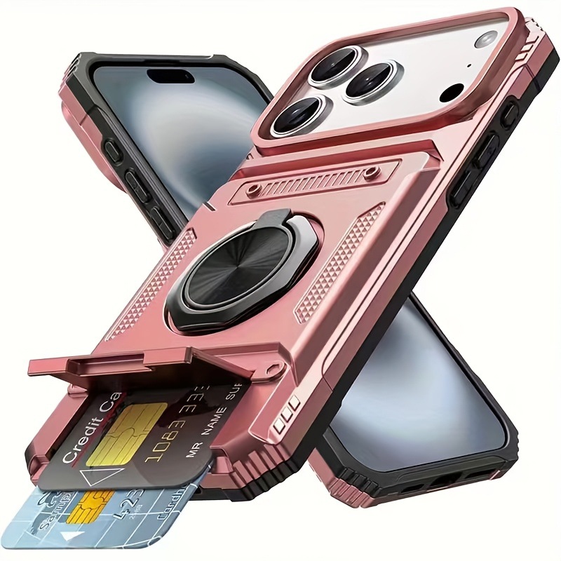 Metal-Plastic 2-in-1 Card-Slot Stand Phone Case photo 5