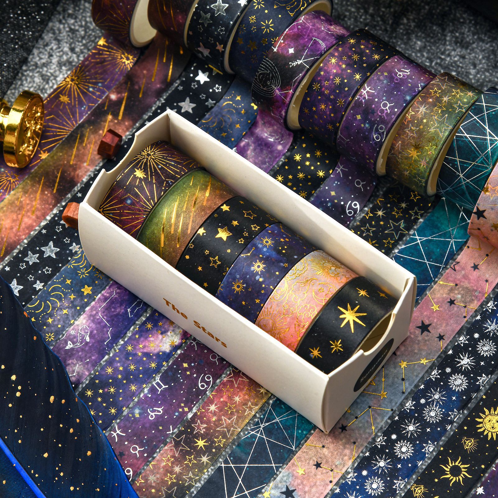Starry Sky Slice Mysterious Star Moon SUNFLOWER Diy Popular Fireworks Tape photo 2