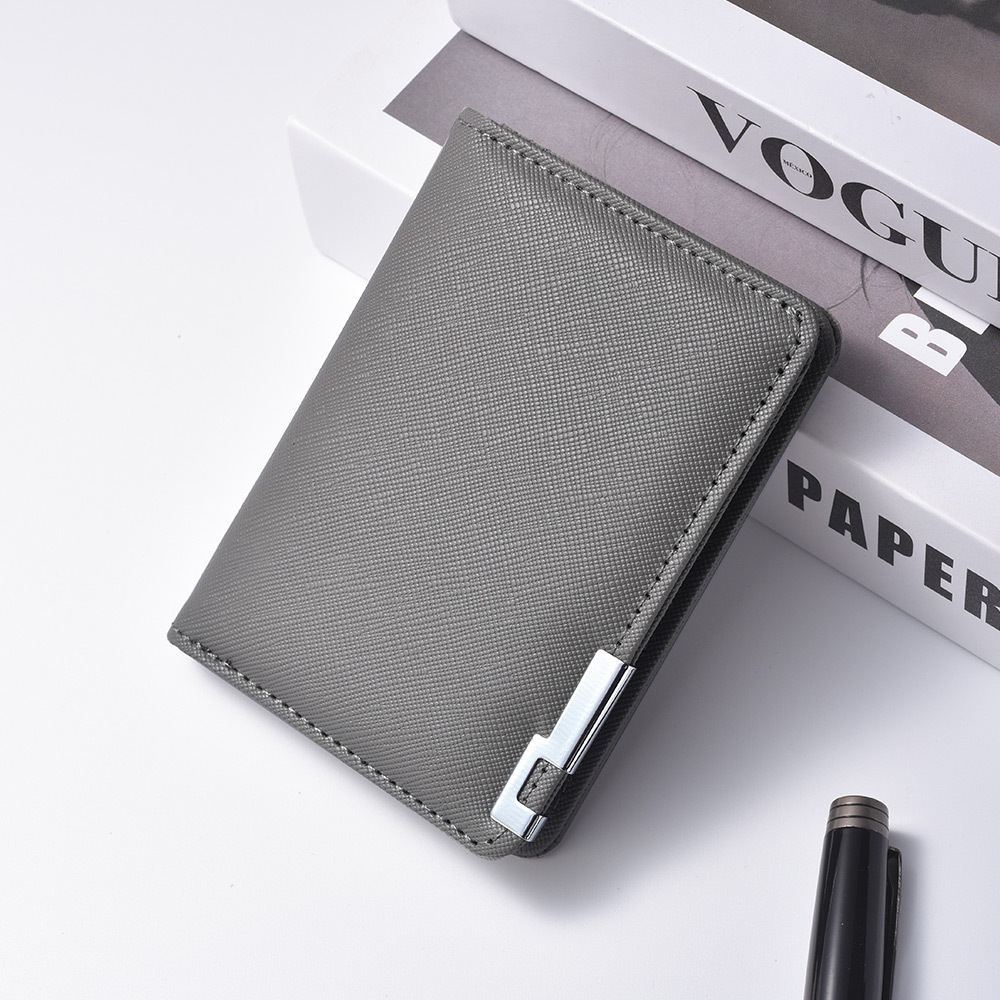 Mens Ultra-thin Short Wallet With Metal Trim photo 3