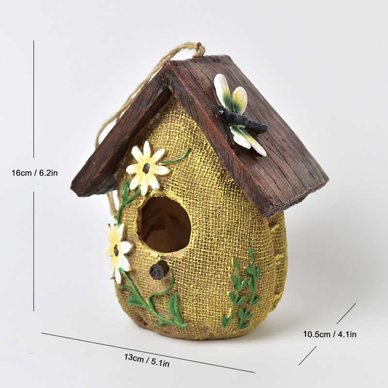 Rustic Birdhouse Outdoor Garden Decoration Bird Nest Sculpture Courtyard Ornament photo 6