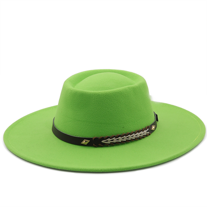 This Felt Hat Has A Dented Crown And Features A Wide Brim For Both Men And Women photo 7